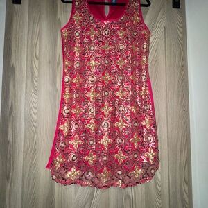 Buttons Pink and Gold Formal  Dress